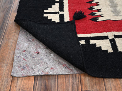 Flat-Weave hand-knotted wool rug in Red & Black, 8'3" x 9'11" — SKU O02317 (view 3)