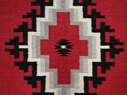 Flat-Weave hand-knotted wool rug in Red & Black, 8'3" x 9'11" — SKU O02317 (view 4)