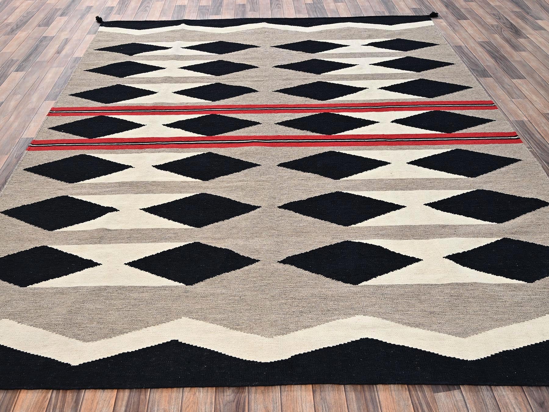Brown 8'2" x 9'11" Flat Weave Hand woven Wool Rug - Sku: O02318