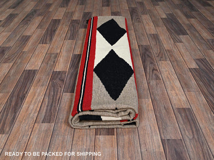 Brown 8'2" x 9'11" Flat Weave Hand woven Wool Rug - Sku: O02318