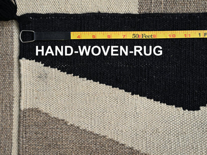 Brown 8'2" x 9'11" Flat Weave Hand woven Wool Rug - Sku: O02318