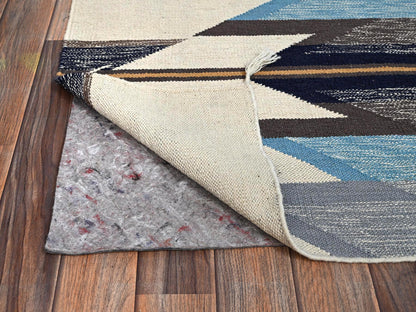 Flat-Weave hand-knotted wool rug in Blue, 5'4" x 6'10" — SKU O02320 (view 3)