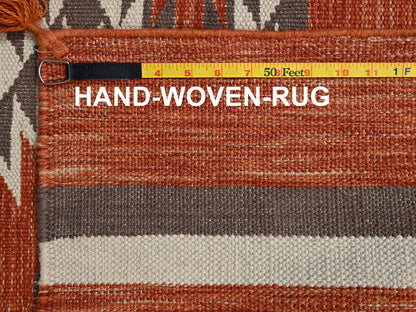 Flat-Weave hand-knotted wool rug in Orange, 5'1" x 7'1" — SKU O02324 (view 7)