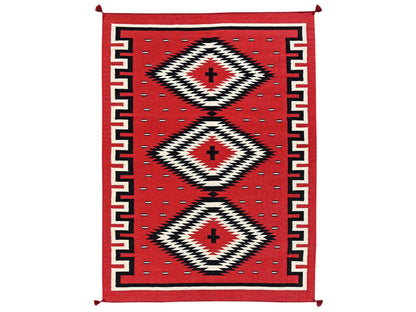 Flat-Weave hand-knotted wool rug in Red, 5'2" x 6'11" — SKU O02325