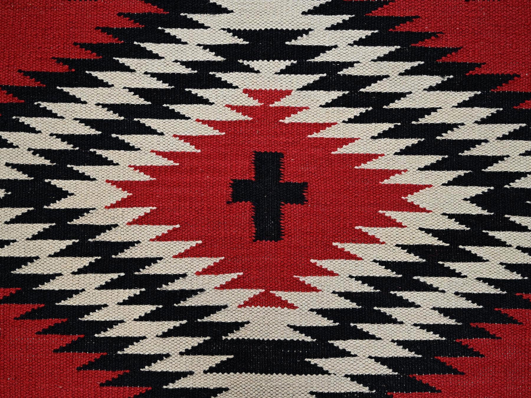 Flat-Weave hand-knotted wool rug in Red, 5'2" x 6'11" — SKU O02325 (view 4)