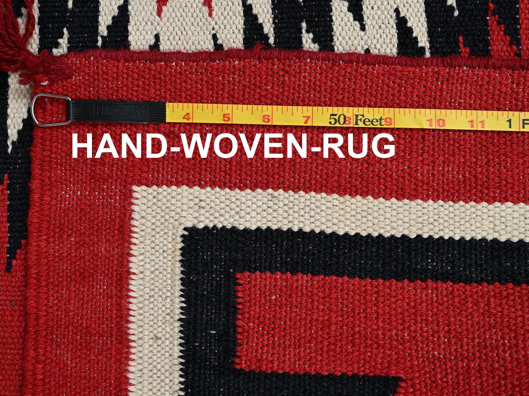 Flat-Weave hand-knotted wool rug in Red, 5'2" x 6'11" — SKU O02325 (view 7)
