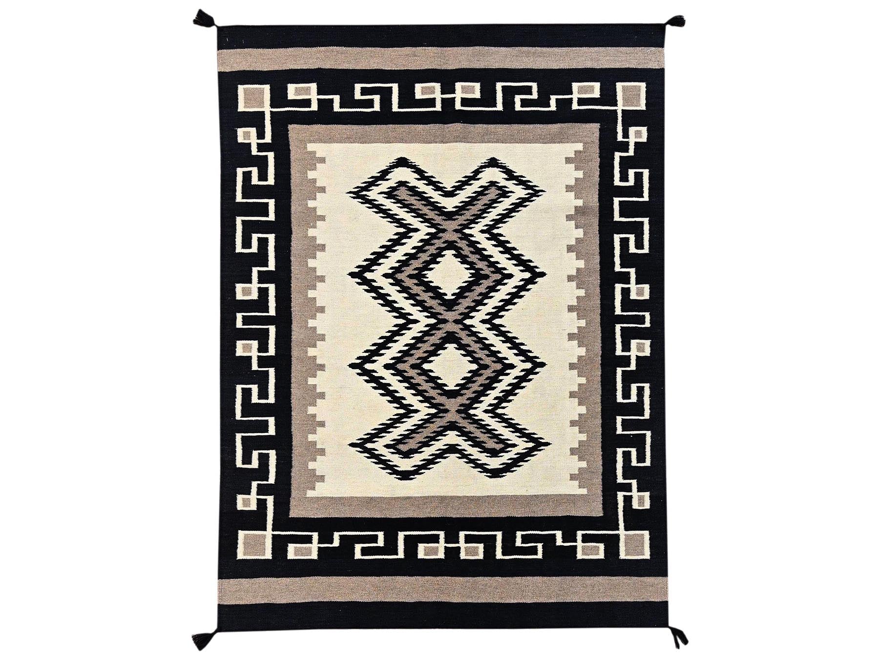 Brown 5'2" x 7'0" Flat Weave Hand woven Wool Rug - Sku: O02326