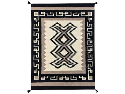 Brown 5'2" x 7'0" Flat Weave Hand woven Wool Rug - Sku: O02326