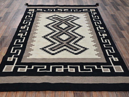 Brown 5'2" x 7'0" Flat Weave Hand woven Wool Rug - Sku: O02326