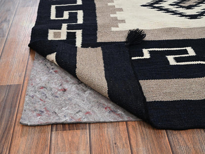 Brown 5'2" x 7'0" Flat Weave Hand woven Wool Rug - Sku: O02326