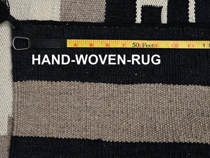 Brown 5'2" x 7'0" Flat Weave Hand woven Wool Rug - Sku: O02326