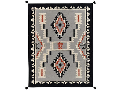 Flat-Weave hand-knotted wool rug in Gray & Black, 5'4" x 6'10" — SKU O02328