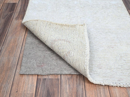 Ivory 2'1" x 5'9" Vintage Hand knotted Wool Rug - Sku: O0232