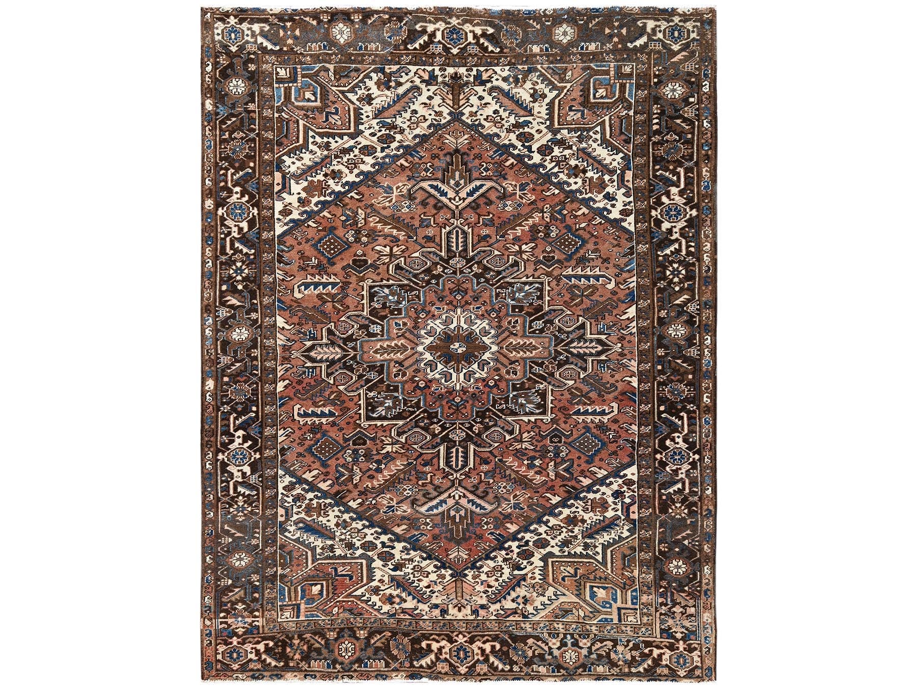 Brown 8'2" x 10'10" Vintage Hand knotted Wool Rug - Sku: O02330