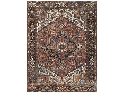 Brown 8'2" x 10'10" Vintage Hand knotted Wool Rug - Sku: O02330