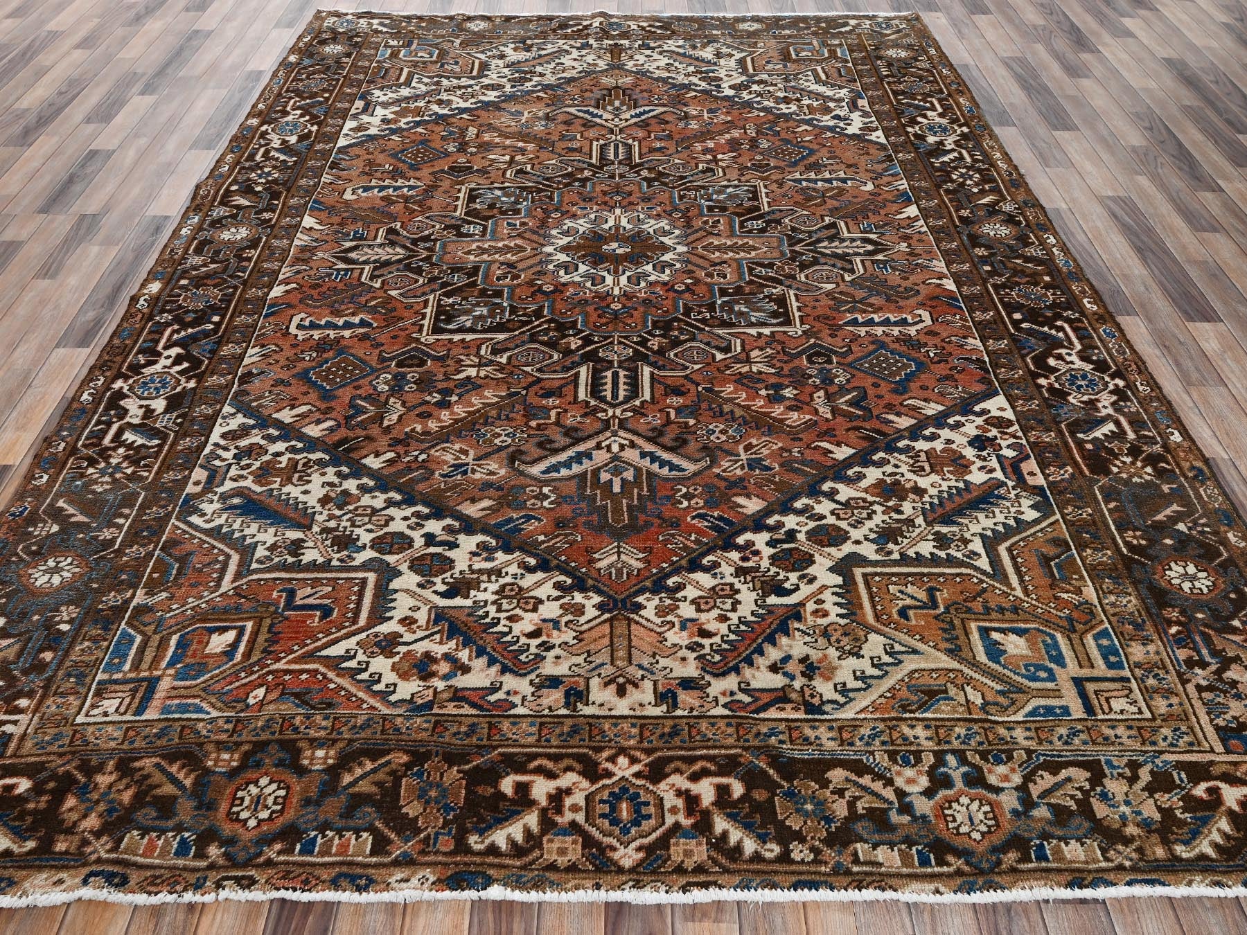 Brown 8'2" x 10'10" Vintage Hand knotted Wool Rug - Sku: O02330