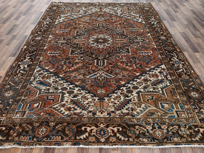 Brown 8'2" x 10'10" Vintage Hand knotted Wool Rug - Sku: O02330