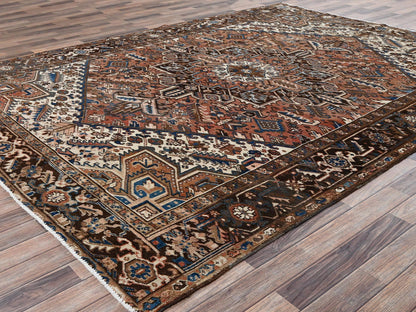 Brown 8'2" x 10'10" Vintage Hand knotted Wool Rug - Sku: O02330