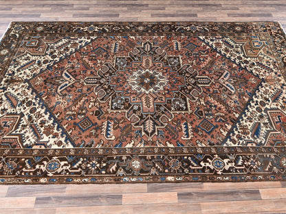 Brown 8'2" x 10'10" Vintage Hand knotted Wool Rug - Sku: O02330