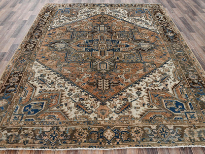 Orange 7'11" x 10'4" Vintage Hand knotted Wool Rug - Sku: O02331