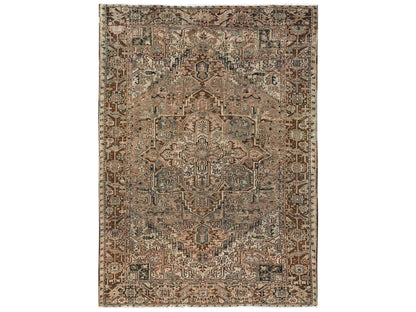 Brown 7'11" x 10'9" Vintage Hand knotted Wool Rug - Sku: O02332