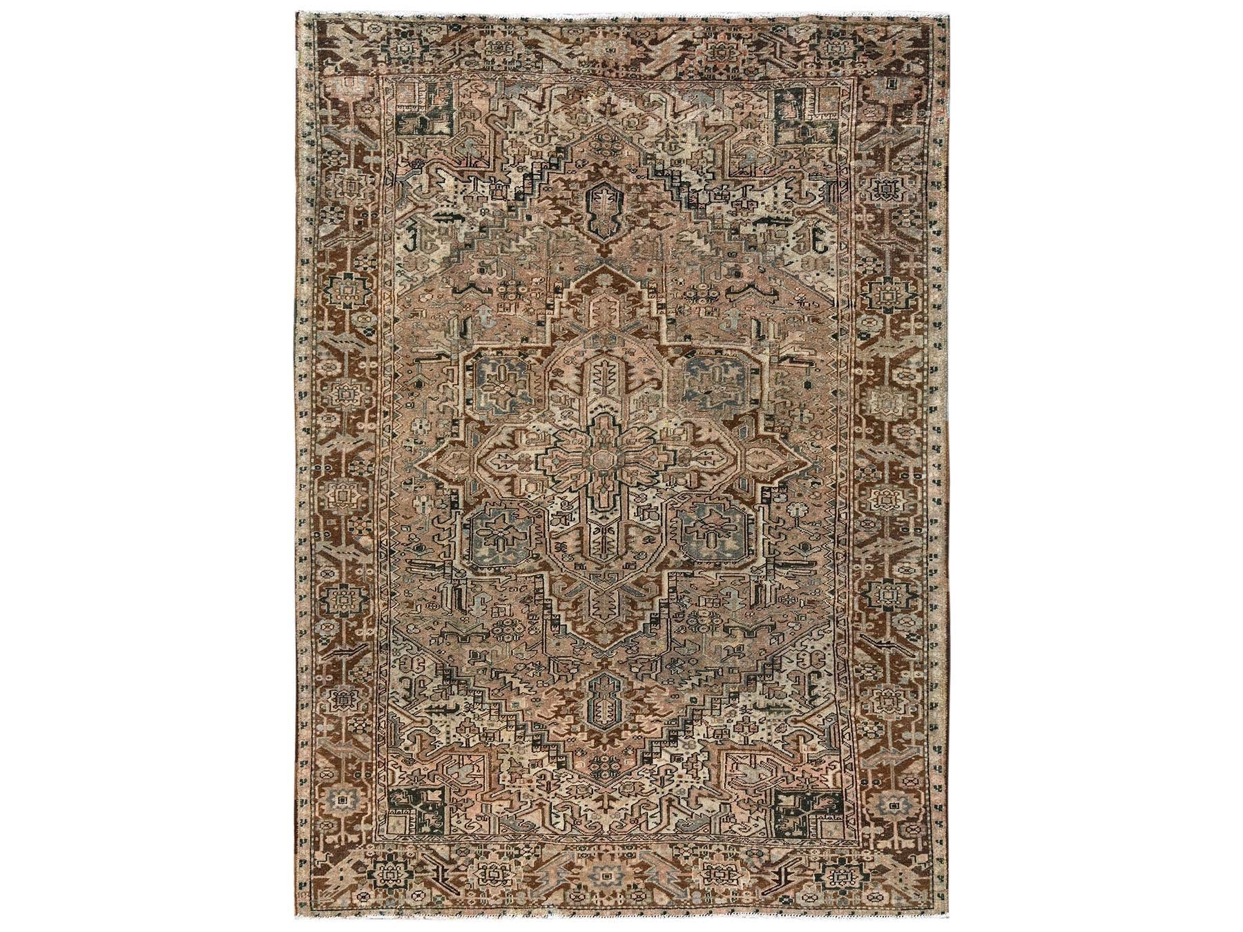 Heriz Vintage hand-knotted wool rug in Brown, 7'11" x 10'9", SKU O02332