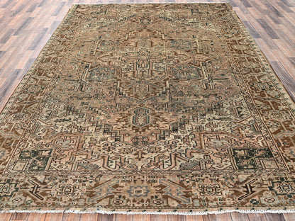 Brown 7'11" x 10'9" Vintage Hand knotted Wool Rug - Sku: O02332