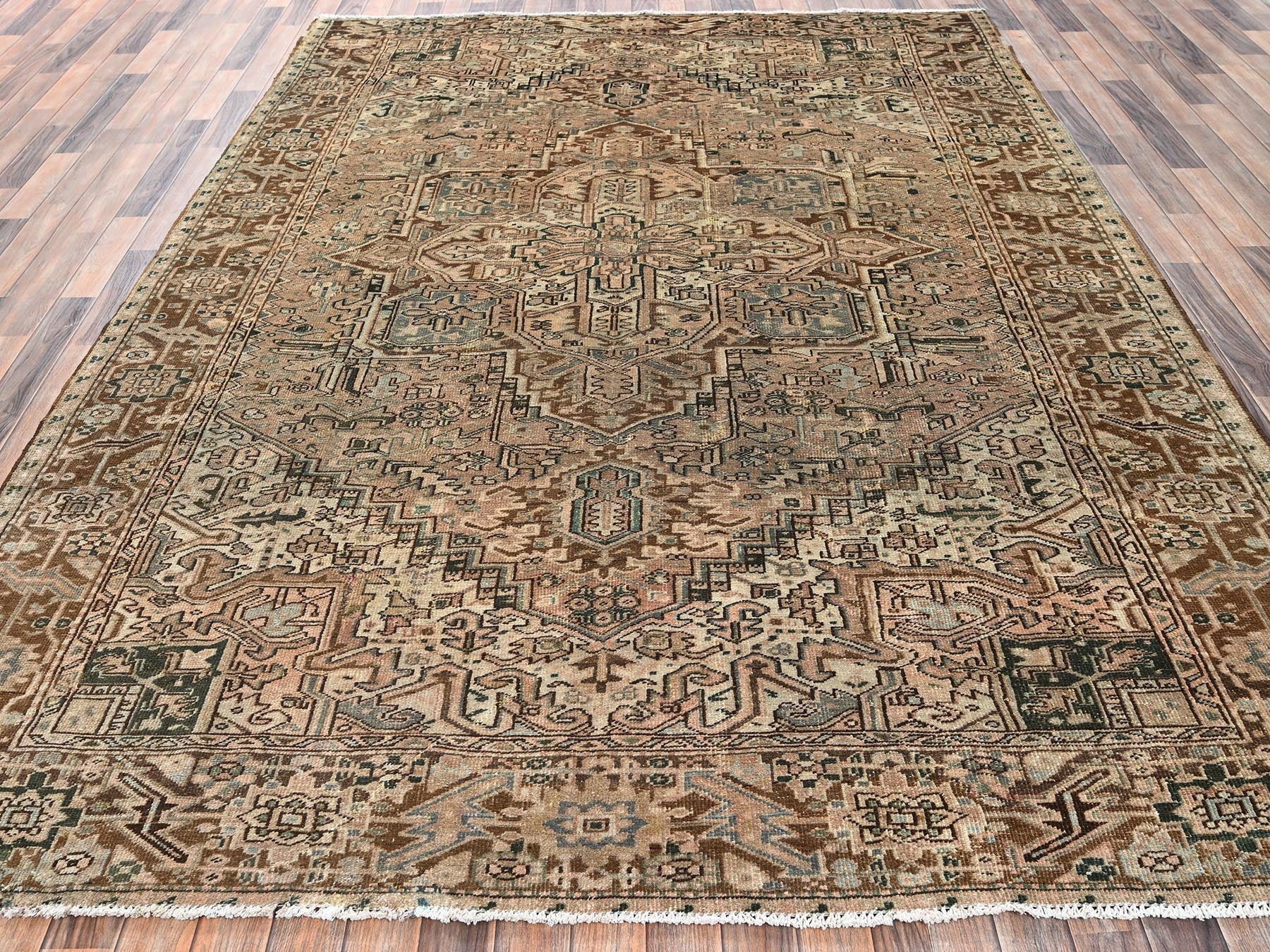 Heriz Vintage hand-knotted wool rug in Brown, 7'11" x 10'9", SKU O02332