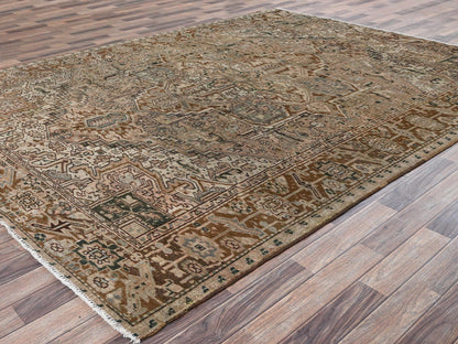 Brown 7'11" x 10'9" Vintage Hand knotted Wool Rug - Sku: O02332