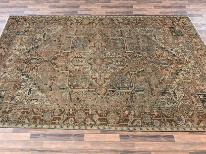 Brown 7'11" x 10'9" Vintage Hand knotted Wool Rug - Sku: O02332