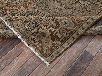 Brown 7'11" x 10'9" Vintage Hand knotted Wool Rug - Sku: O02332