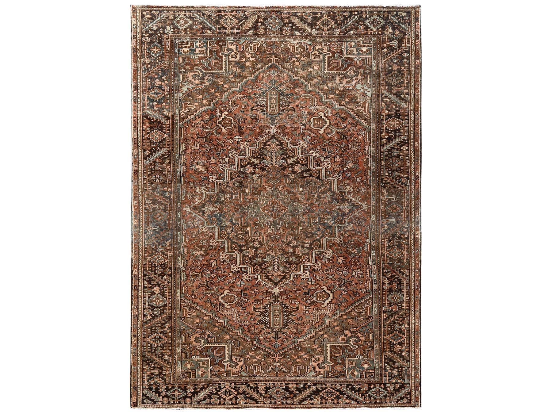 Brown 8'0" x 11'1" Vintage Hand knotted Wool Rug - Sku: O02337