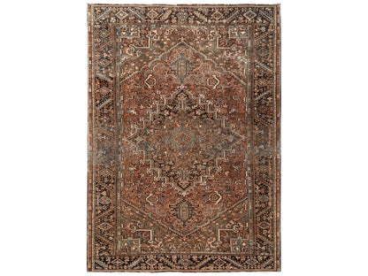 Brown 8'0" x 11'1" Vintage Hand knotted Wool Rug - Sku: O02337