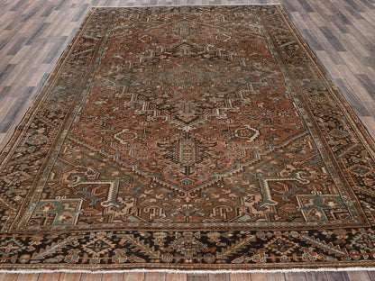 Brown 8'0" x 11'1" Vintage Hand knotted Wool Rug - Sku: O02337