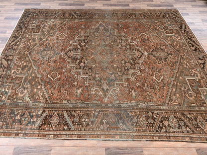 Brown 8'0" x 11'1" Vintage Hand knotted Wool Rug - Sku: O02337
