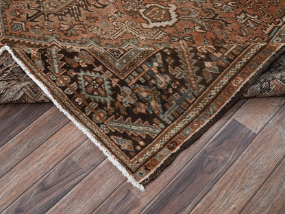Brown 8'0" x 11'1" Vintage Hand knotted Wool Rug - Sku: O02337