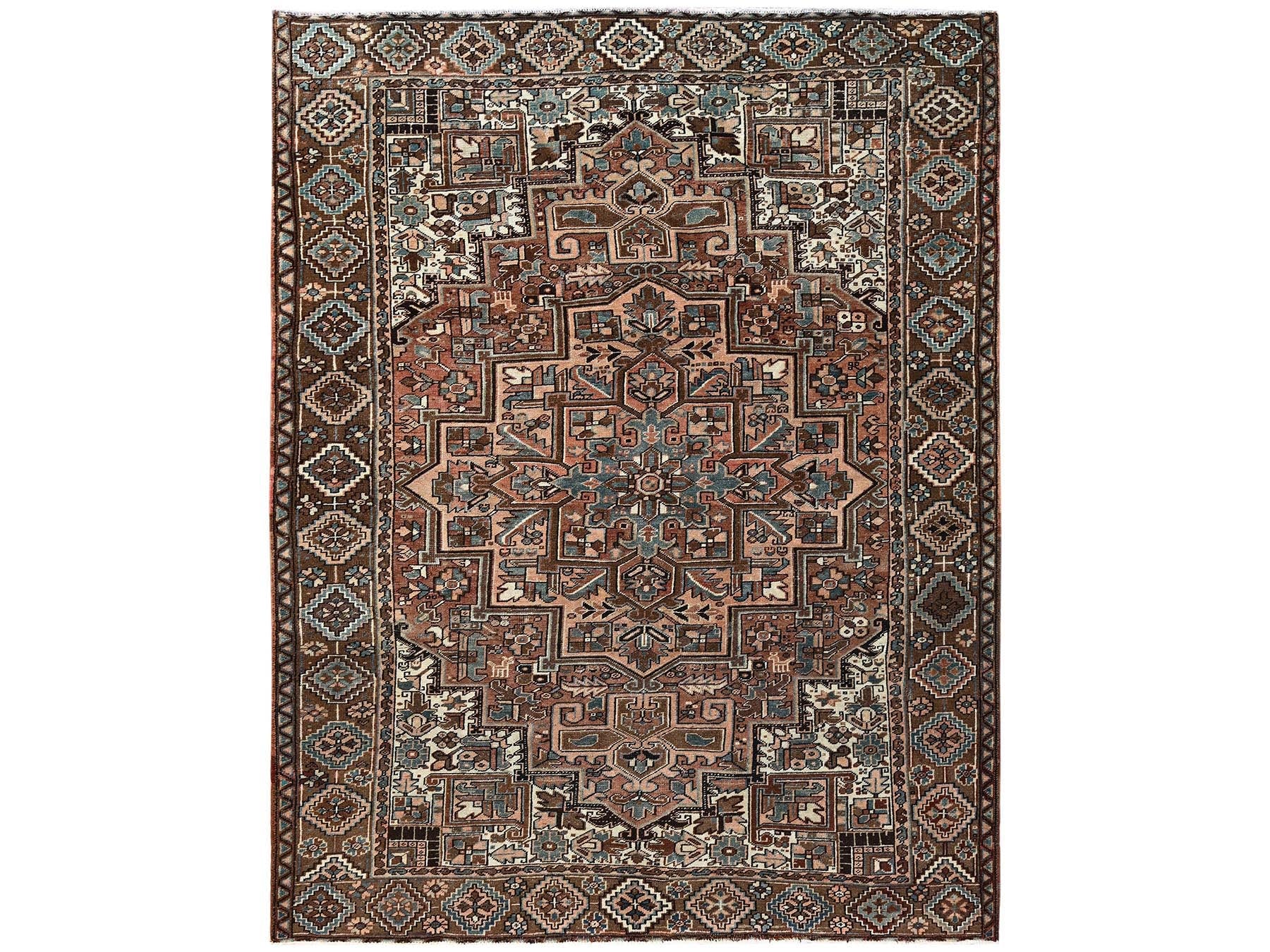 Brown 8'5" x 10'11" Vintage Hand knotted Wool Rug - Sku: O02340