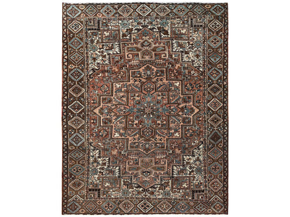 Brown 8'5" x 10'11" Vintage Hand knotted Wool Rug - Sku: O02340