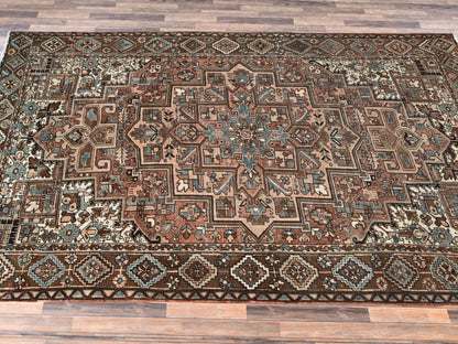 Brown 8'5" x 10'11" Vintage Hand knotted Wool Rug - Sku: O02340