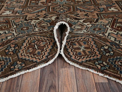Brown 8'5" x 10'11" Vintage Hand knotted Wool Rug - Sku: O02340
