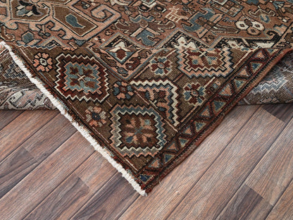 Brown 8'5" x 10'11" Vintage Hand knotted Wool Rug - Sku: O02340
