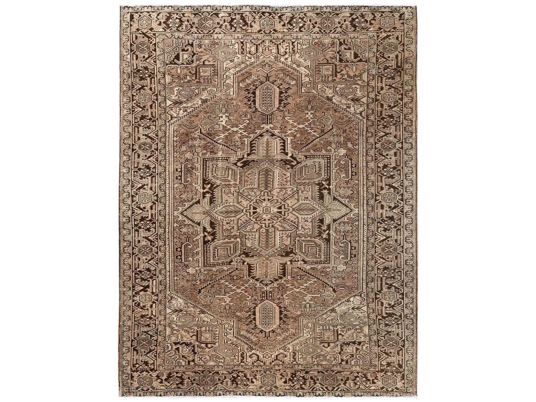 Brown 8'4" x 11'3" Heriz Hand knotted Wool Rug - Sku: O02343