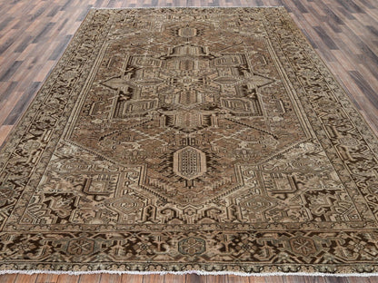 Brown 8'4" x 11'3" Heriz Hand knotted Wool Rug - Sku: O02343