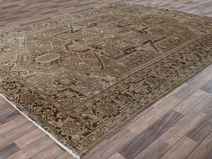 Brown 8'4" x 11'3" Heriz Hand knotted Wool Rug - Sku: O02343