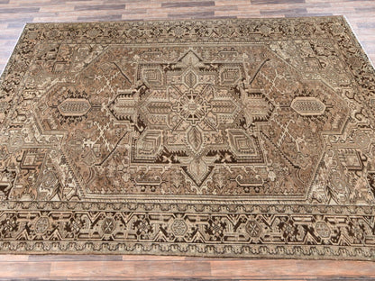 Brown 8'4" x 11'3" Heriz Hand knotted Wool Rug - Sku: O02343