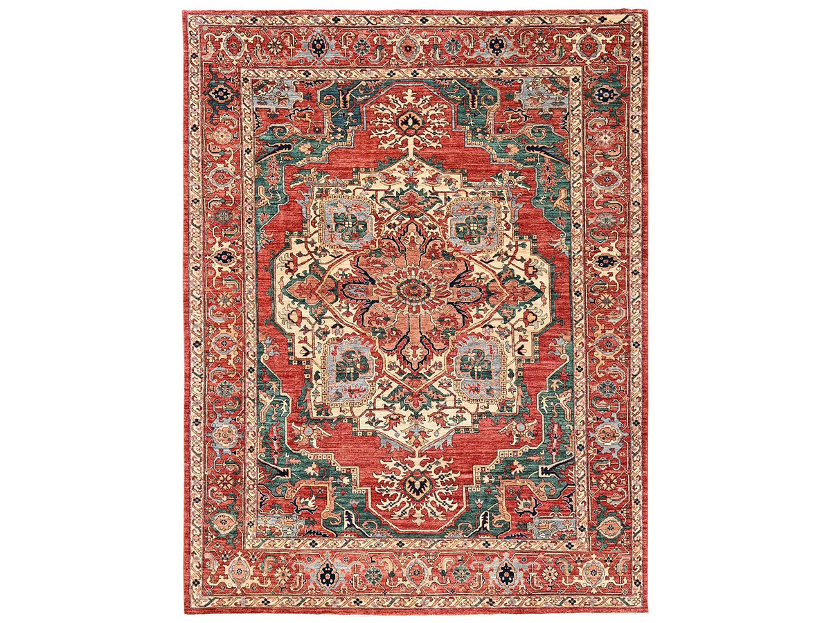 Heriz Heriz hand-knotted wool rug in Red, 8'11" x 11'7" — SKU O02345