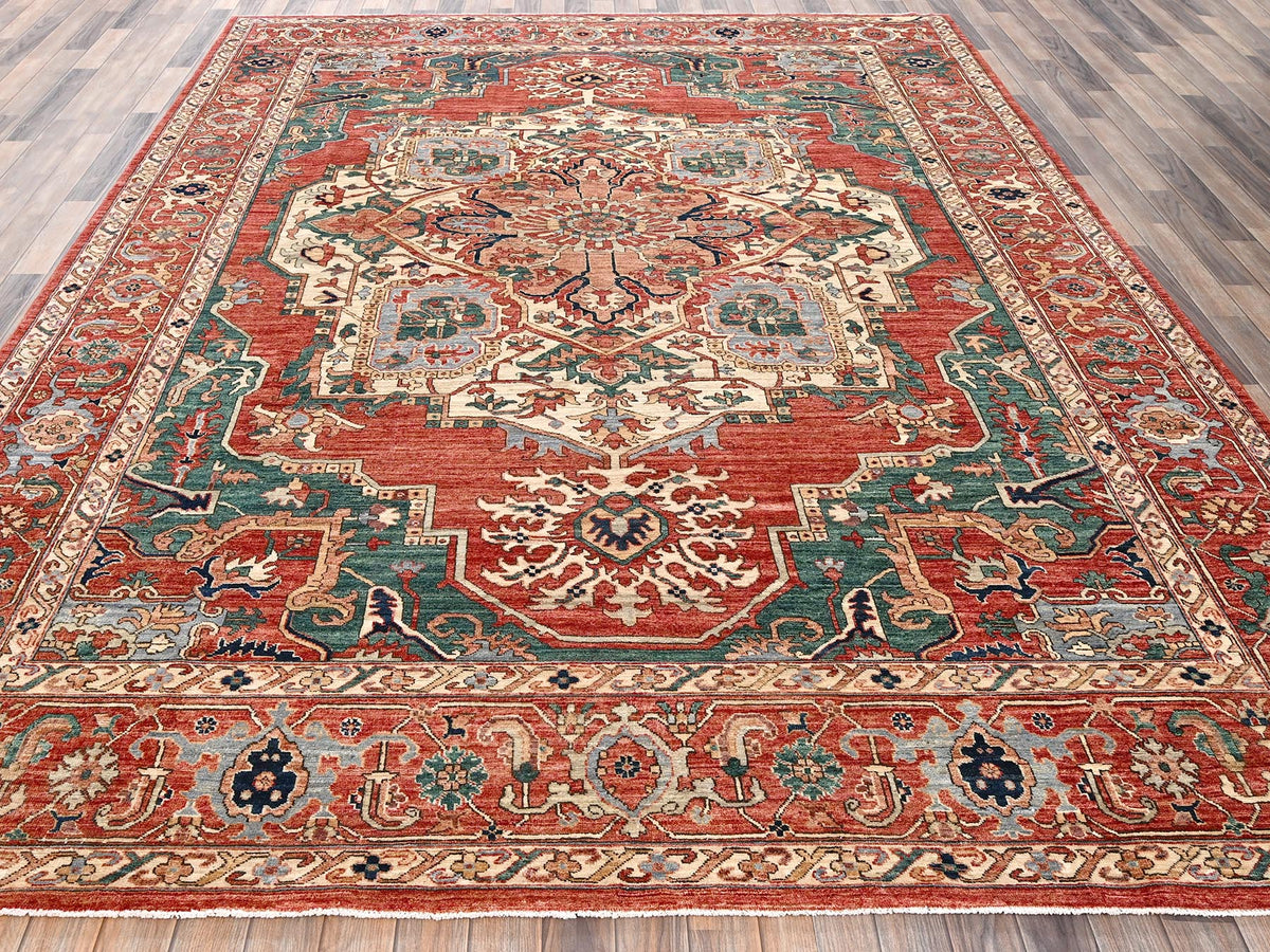Heriz Heriz hand-knotted wool rug in Red, 8'11" x 11'7" — SKU O02345 (view 2)
