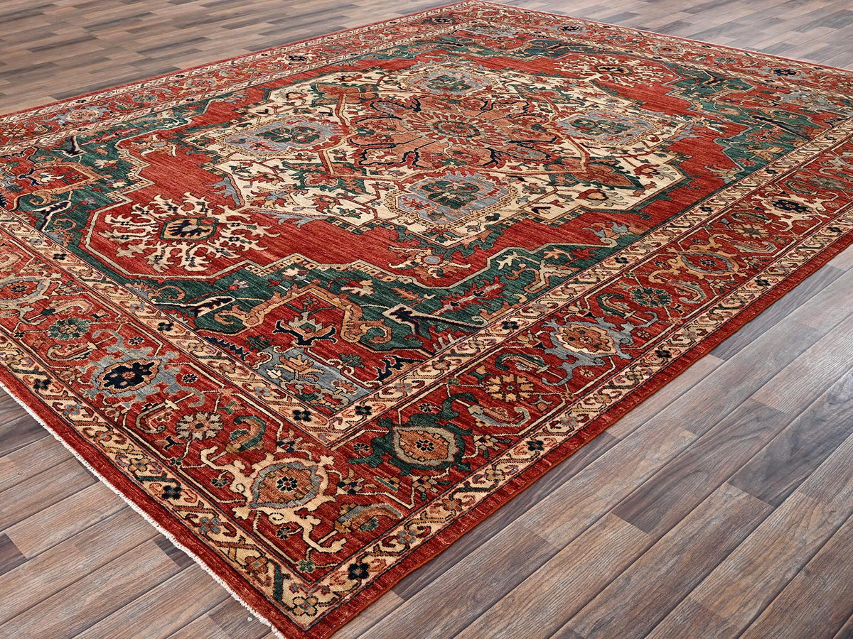 Heriz Heriz hand-knotted wool rug in Red, 8'11" x 11'7" — SKU O02345 (view 3)