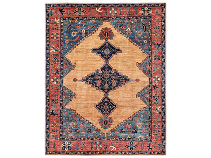 Yellow 9'2" x 11'7" Tribal & Geometric Hand knotted Wool Rug - Sku: O02346