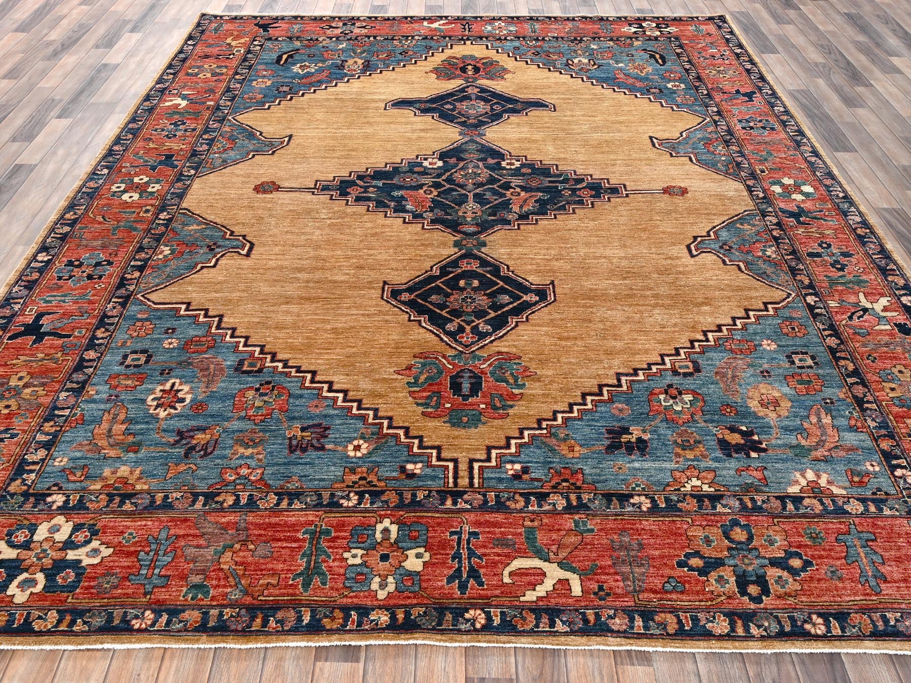 Yellow 9'2" x 11'7" Tribal & Geometric Hand knotted Wool Rug - Sku: O02346